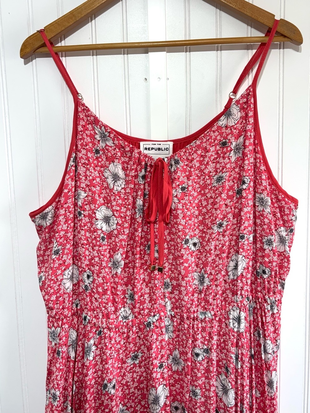 For The Republic Floral Flowy Maxi Dress XL Pink Coral Rayon Lined Feminine Boho - Picture 4 of 14